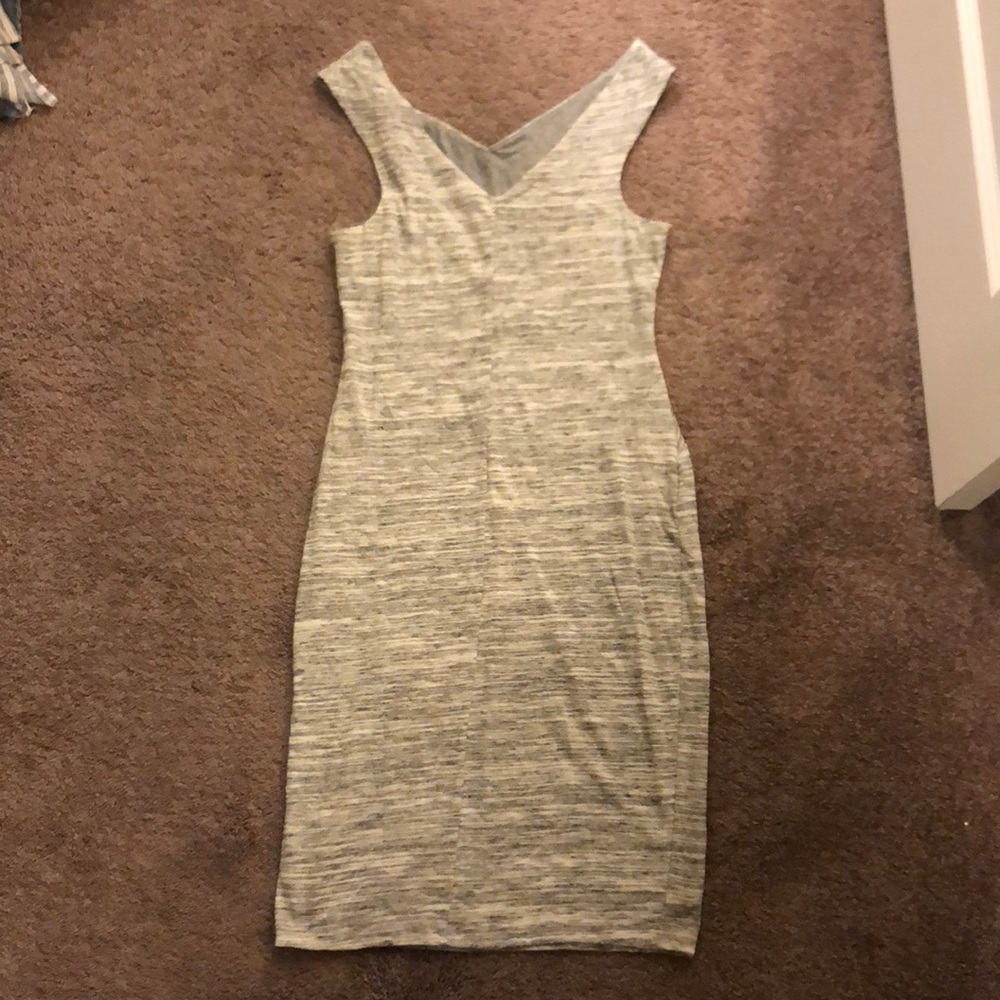 Nice Elegant Gray Pattern Midi Dress - image 2